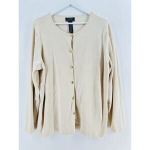Lauren by Ralph Lauren Beige Silk Blend Cardigan Sz XL Gold Buttons Z1004